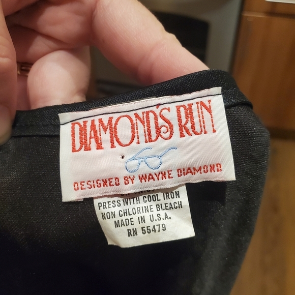 Diamond's Run Black Formal Dress Midi Silver Glitter Drop Waist Vintage 80s Prom - Picture 2 of 10